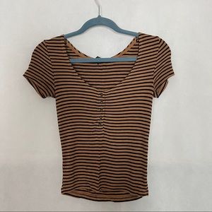 Forever 21 Size S Cropped Striped Shirt